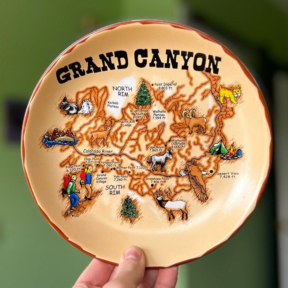 VTG Grand Canyon American Landmark Motif Round Bowl Wall Accent Sign